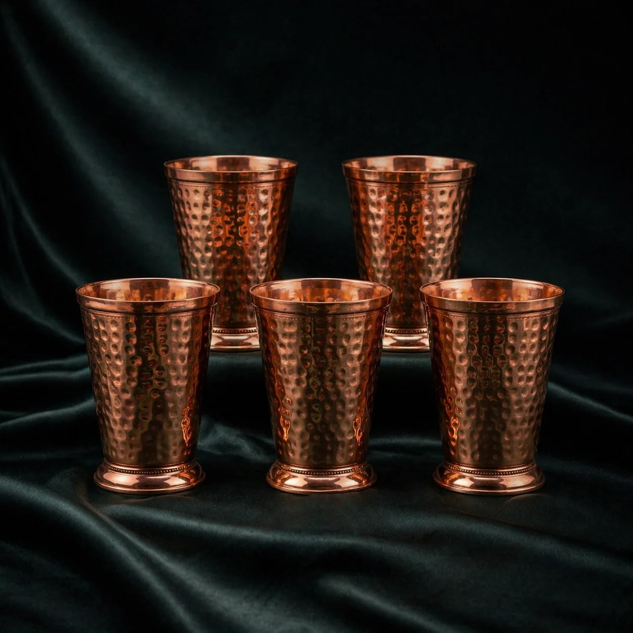 Set de 5 Long Gobelets en Cuivre Martelé
