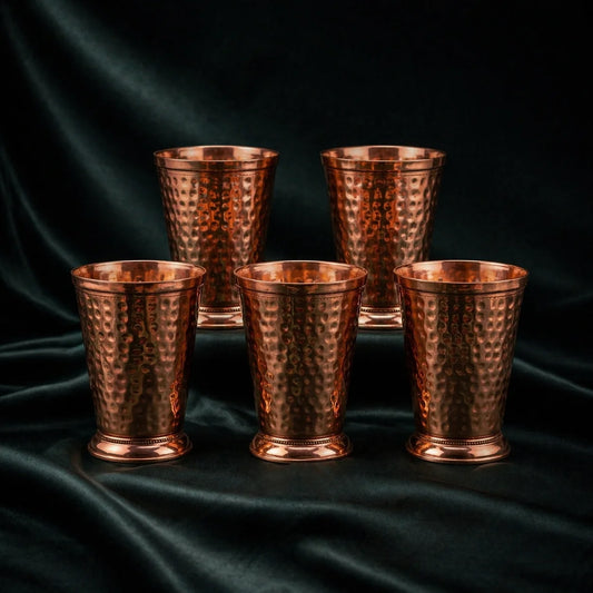 Set de 5 Long Gobelets en Cuivre Martelé